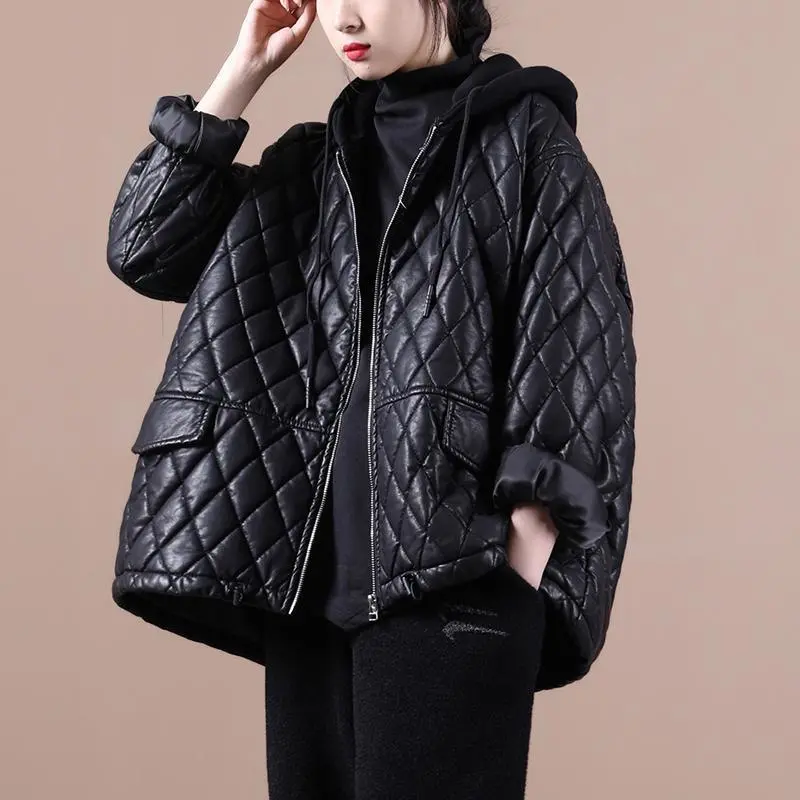 Winter Clothing Pinterest - Chaqueta de cuero PU acolchada gruesa
